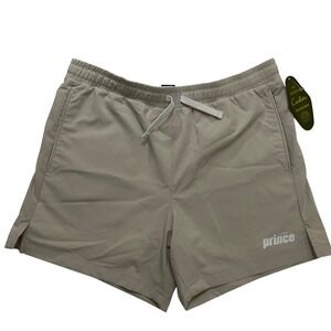 Prince Cadets Athletic Shorts Men Beige Elastic Waist Drawstring Size XS